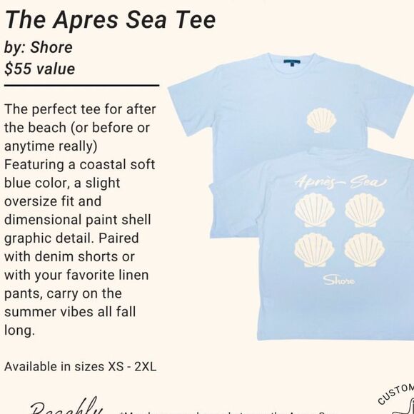 APRES SEA TEE WOMEN’S SIZE SMALL FEATURES COASTALS SOFT BLUE COLOR NWT - Picture 1 of 4